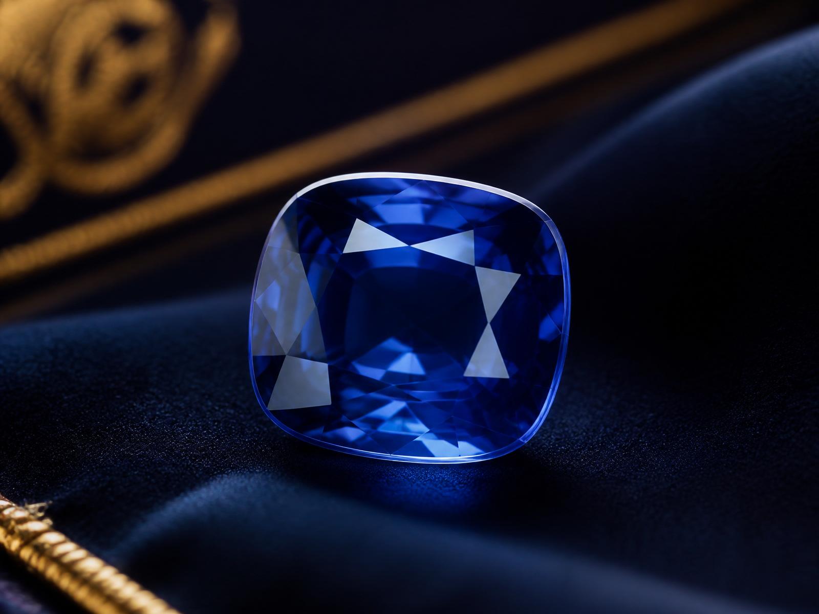 Ceylon blue sapphire on velvet